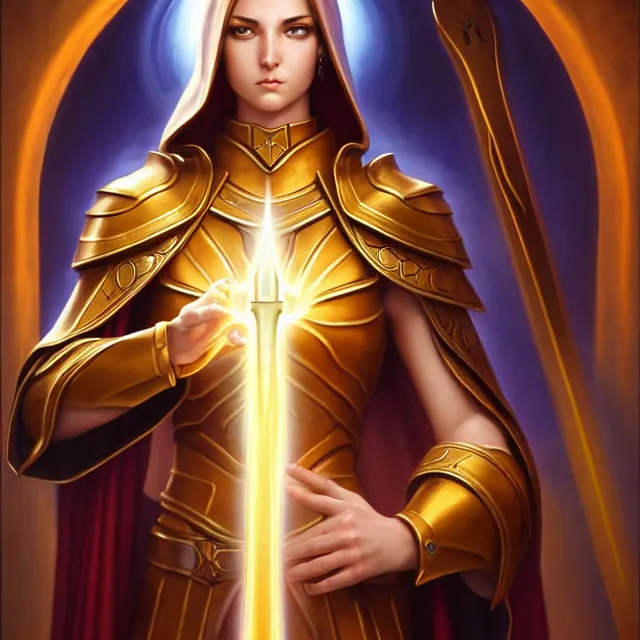 Image similar to holy paladin with light powers, artgerm, anne stokes, highly detailed, 8 k, hdr, close up, smooth, sharp focus, high resolution, award - winning photo