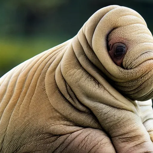 Image similar to a Walrus-Tardigrade-hybrid, award-winning-photograph, beautiful daylight, crystal-clear-focus, sharp-lens, amazing photography