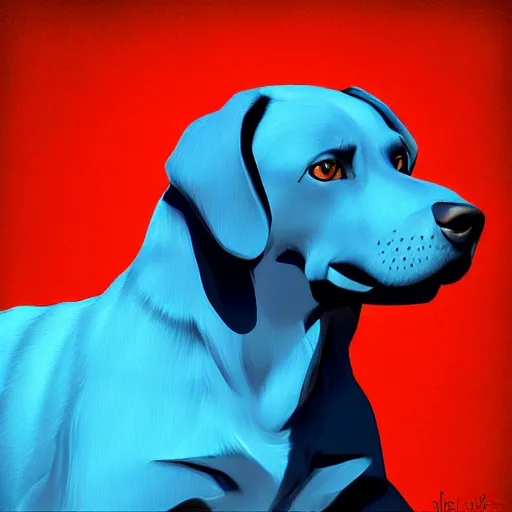 Image similar to blue dog, stock photo, digital art, smoth illustration, artstation