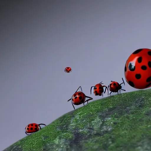 Image similar to ladybugs in lord of the rings trilogy ( film ), 3 d render