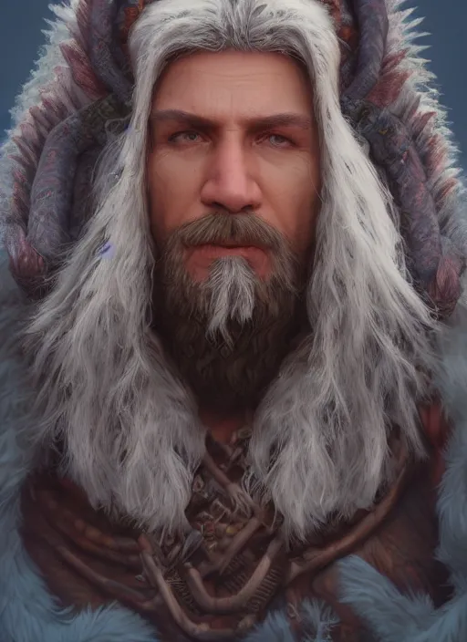 Prompt: A fantasy comic book style portrait painting of a male Druid elder, unreal 5, DAZ, hyperrealistic, octane render, cosplay, RPG portrait, dynamic lighting