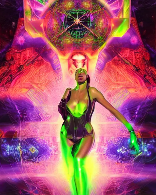 Image similar to a powerful energy psychedelic matrix queen, by alexander fedosav, hyper detailed digital matte painting, concept art, hyperrealism, 1 6 k resolution, cinema 4 d, 8 k resolution, trending on artstation, behance hd, a masterpiece, by stephan martiniere, particles, cel - shaded, power bright neon energy, by david a. hardy,