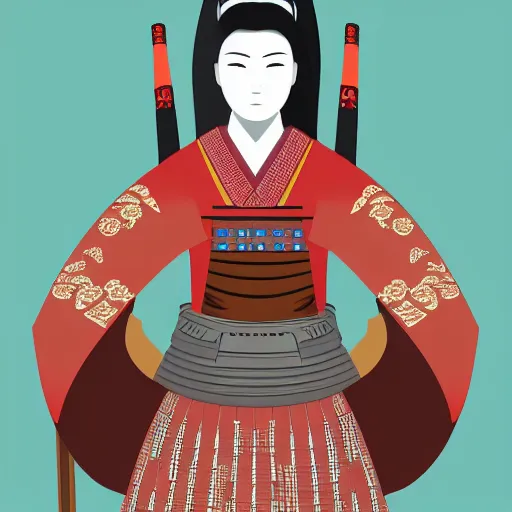 Image similar to vector art of a female samurai warrior