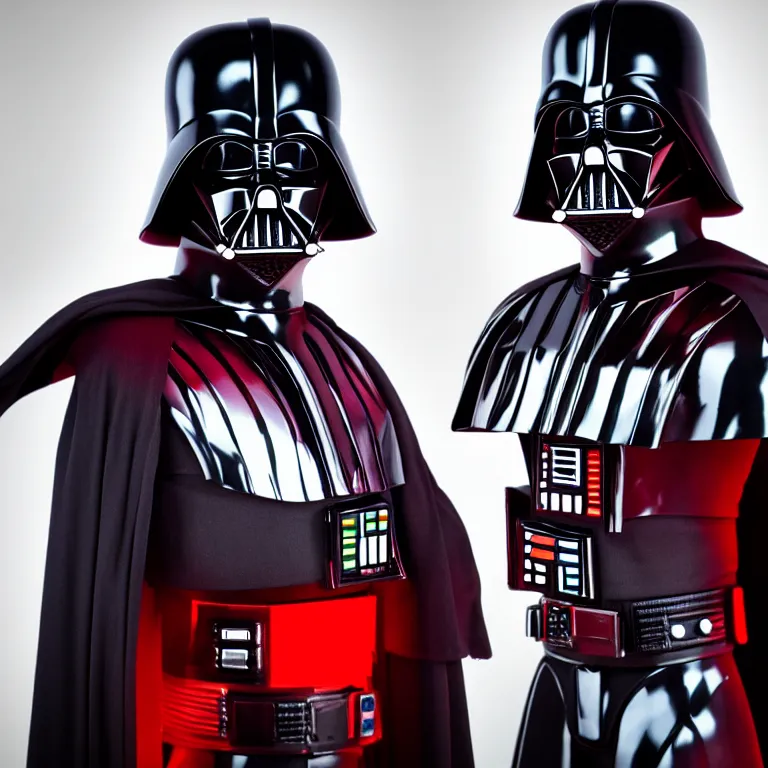 Image similar to darth vader bust shot, studio photo, hdr, dynamic lighting, red and black colors only, 8 k