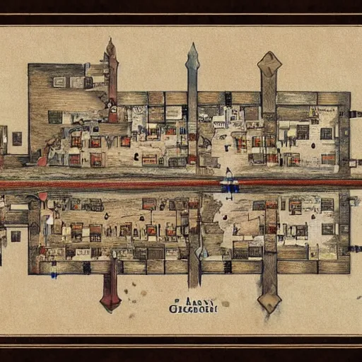 Prompt: handpainted floor plan map of a fantasy tavern, by greg rutkowski and james gurney, trending on artstation