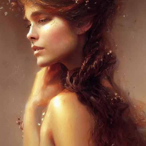 Image similar to A beautiful woman with gorgeously lengthy hair, painting by Gaston Bussiere and Greg Rutkowski, trending on artstation, 4k, 8k