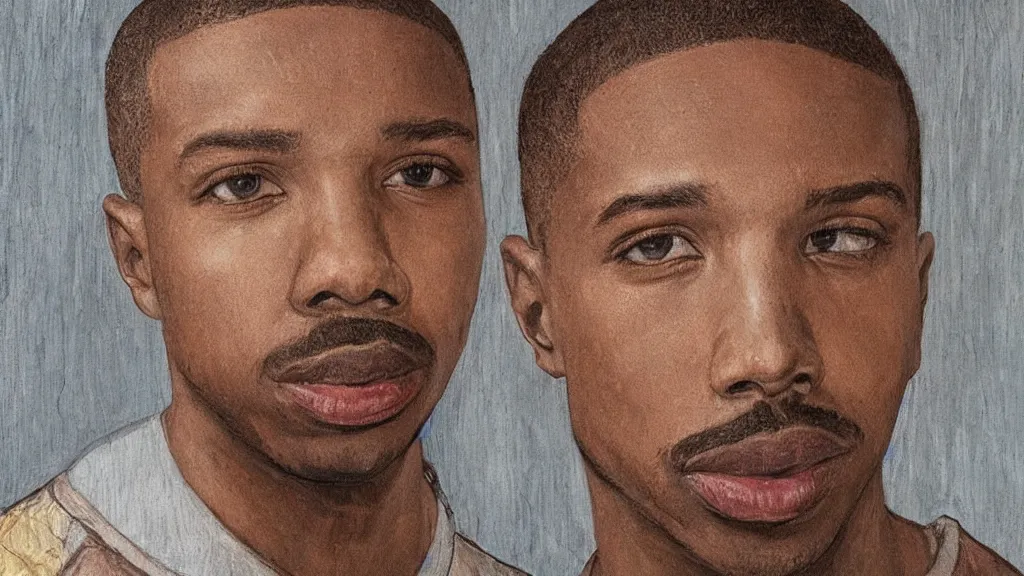 Prompt: positivism cloistered detailed portrait of michael b. jordan at elderly age of 1 0 5