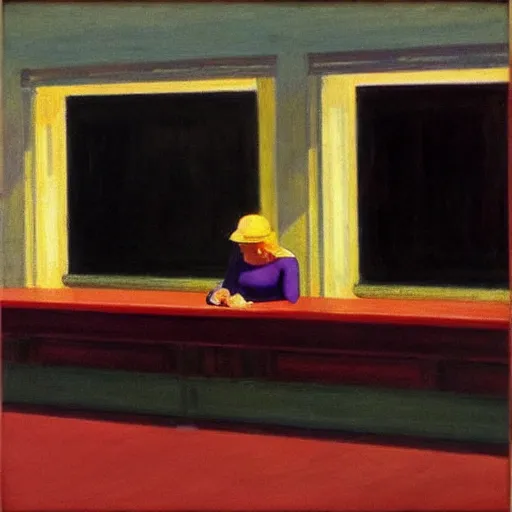 Prompt: guilt, in the style of edward hopper