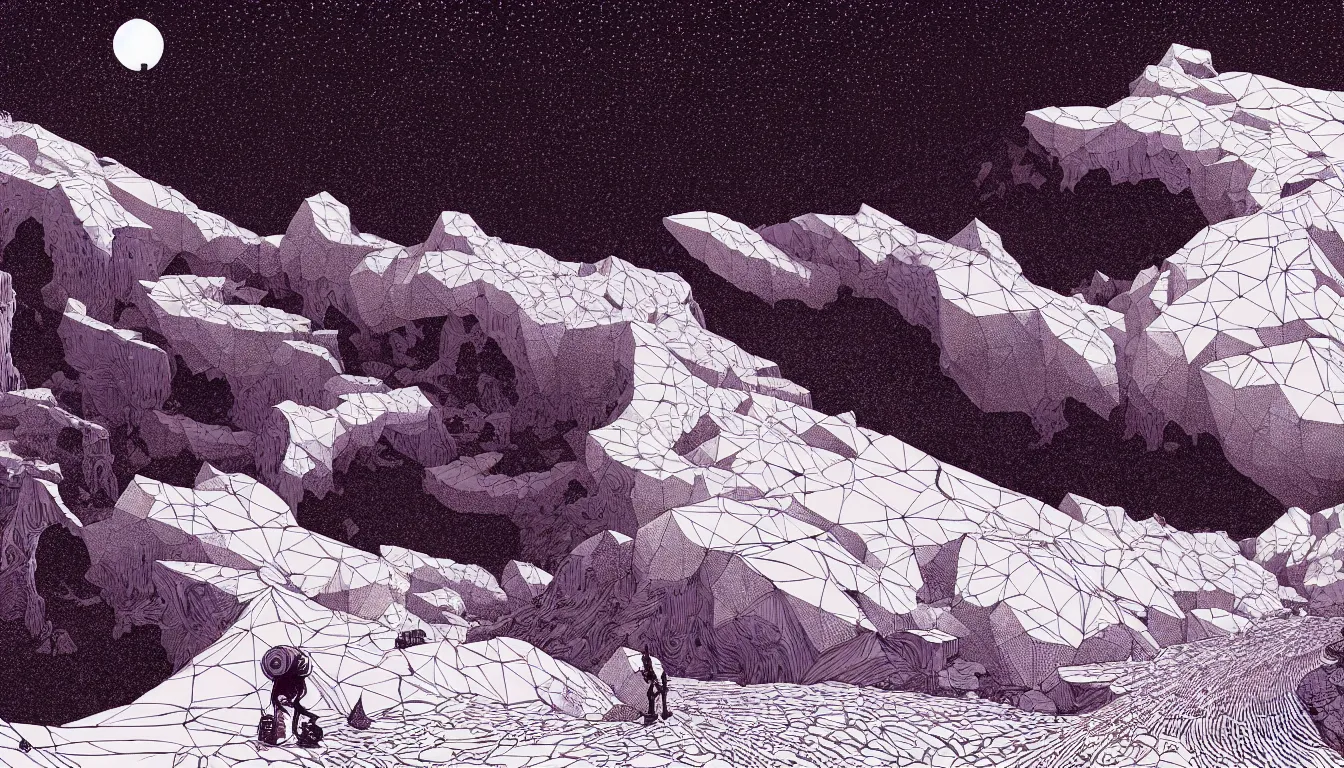 Image similar to glacier by nicolas delort, moebius, victo ngai, josan gonzalez, kilian eng