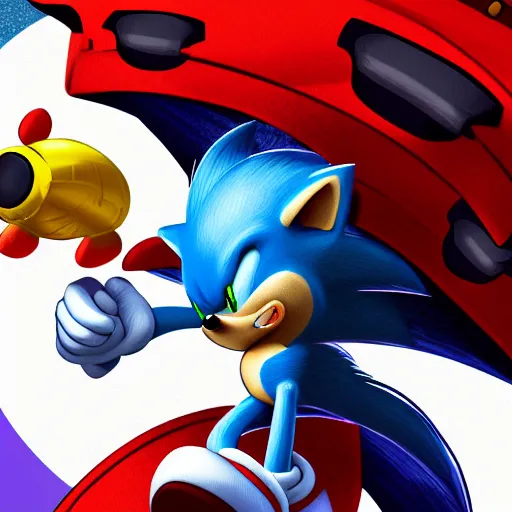 digital art of sonic the hedgehog, deviantart,, Stable Diffusion