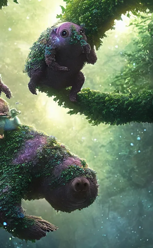 Prompt: microscopic tardigrades, magical forest, water bear, electric, concept art, intricate details, highly detailed, photorealistic, disney pixar, octane render, iridescent, anime, 8 k