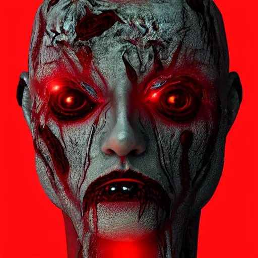 Prompt: octane render of a body horror human, sharp dark shadows, black and red color palette by trevor henderson and junji ito