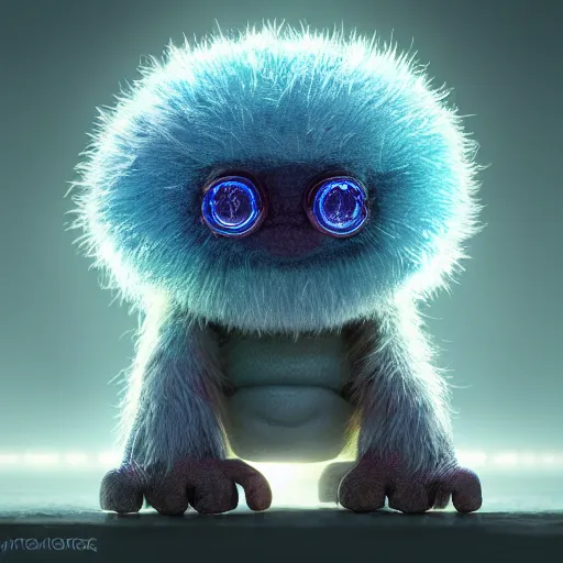 Image similar to tiny single cell creature, portrait, micro - organisms, center, symmetric, rim light, marine microbiology, bioluminescence, electric, fur, soft, concept art, intricate details, highly detailed, colorful, photorealistic, disney pixar, octane render, iridescent, anime, 8 k