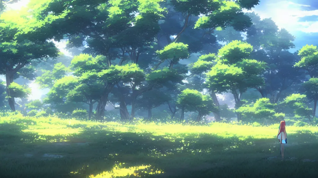 Image similar to beautiful nature scenery by makoto shinkai