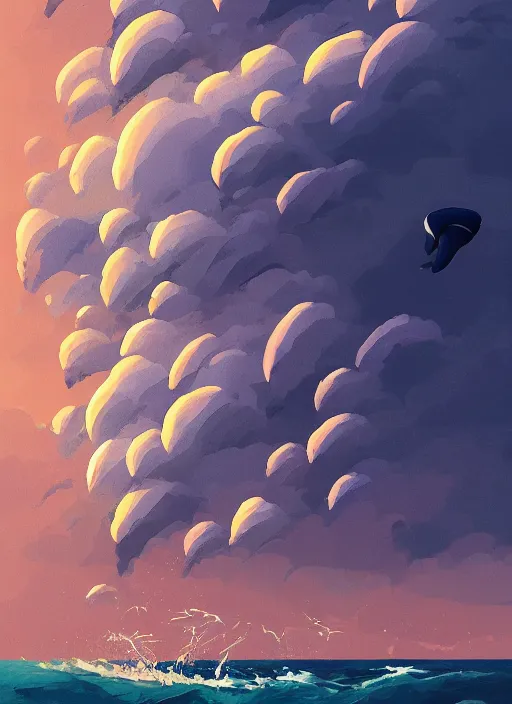 Prompt: A breaching whale made of clouds in the sky, hot air balloons with people, digital painting by Alena Aenami, Alena Aenami, Alena Aenami, Muhammad Nafay, Jordan Grimmer, Studio Ghibli, wonderous, serene, intricate, elegant, beautiful, highly detailed, artstation, concept art, sharp focus, illustration, cinematic lighting, cgsociety, 8k, high resolution, hyperdetailed, trending on artstation