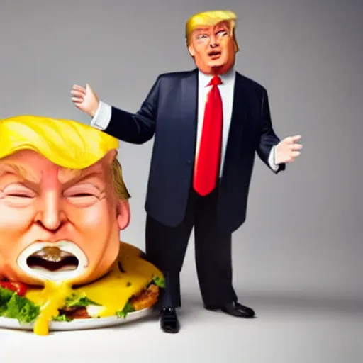 Image similar to Donald Trump anthropomorphic omelette, food photography