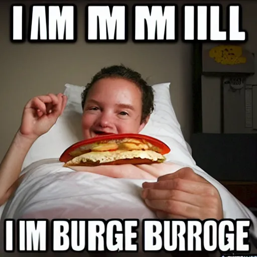 Image similar to i am still in bed and a burgie is coming