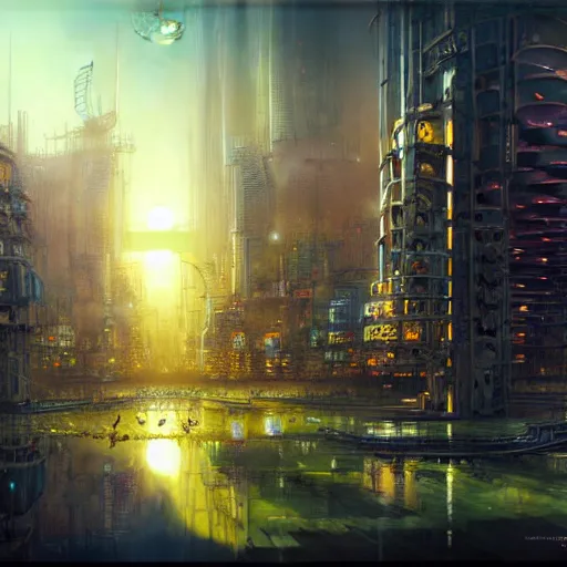 Image similar to solarpunk city, by jean - baptiste monge