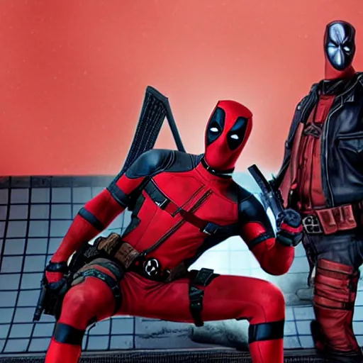 Prompt: deadpool in sons of anarchy 4 k detailed