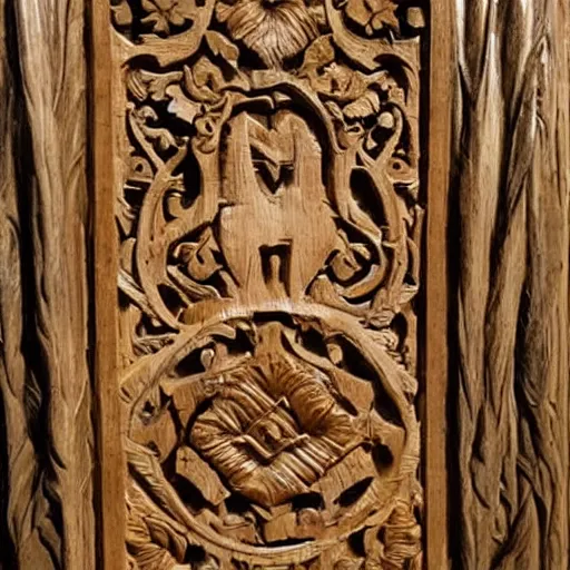 Prompt: woodcarving of heaven