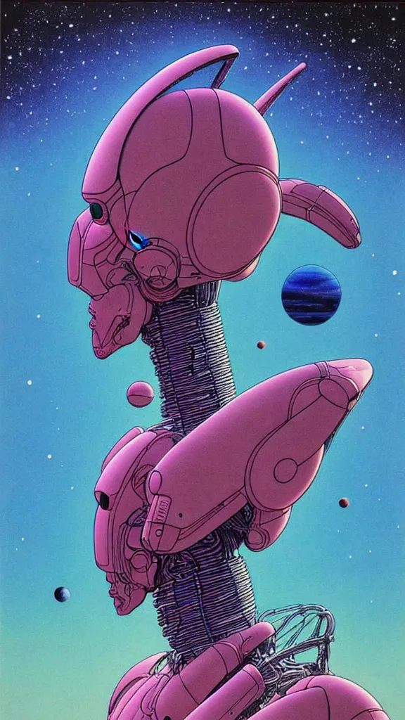 Image similar to ( ( ( ( a humanoid creature on other planets that appear intelligent is talking about life. ) ) ) ) by mœbius!!!!!!!!!!!!!!!!!!!!!!!!!!!, overdetailed art, colorful, artistic record jacket design