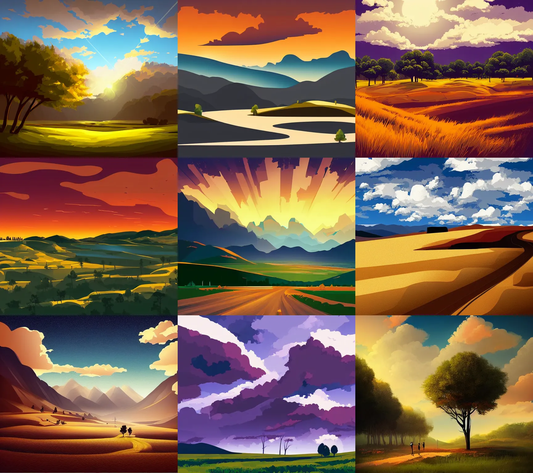 Prompt: nothern landscape painting game smooth median photoshop filter cutout vector, behance hd by by rhads, global illumination adove low clouds sky image overcast