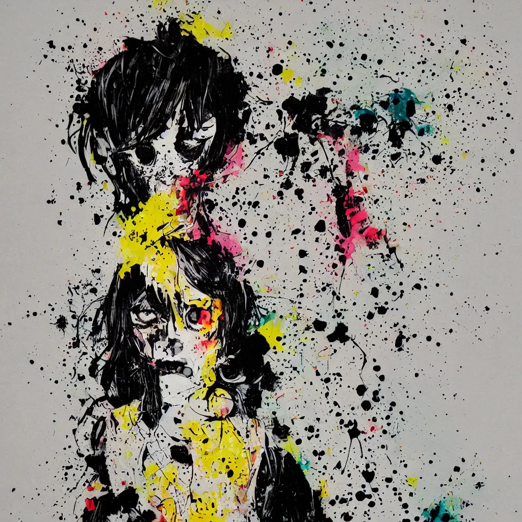 Image similar to girl figure, abstract, jet set radio artwork, ryuta ueda artwork, cryptic, rips, spots, asymmetry, stipple, lines, splotch, color tearing, pitch bending, stripes, dark, ominous, eerie, hearts, minimal, points, technical, old painting, natsumi mukai artwrok, folds