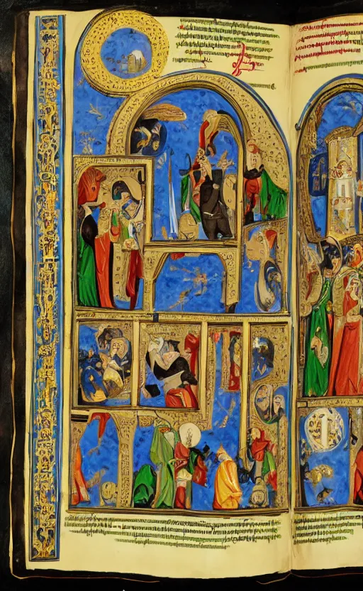 Prompt: illuminated manuscript of the story of the Matrix