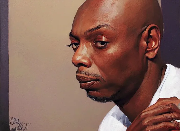 Prompt: a highly detailed beautiful portrait of dave chappelle by gregory manchess, james gurney, james jean