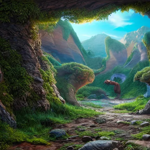Prompt: photorealistic cinematic land before time scene. hyperdetailed photorealism, 1 0 8 megapixels, amazing depth, high resolution, 3 d shading, 3 d finalrender, 3 d cinematic lighting, glowing rich colors, powerful imagery, artstation concept art.