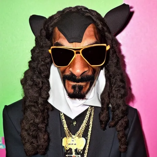 Image similar to snoop dogg as a fursuit at a furry convention, flash photography