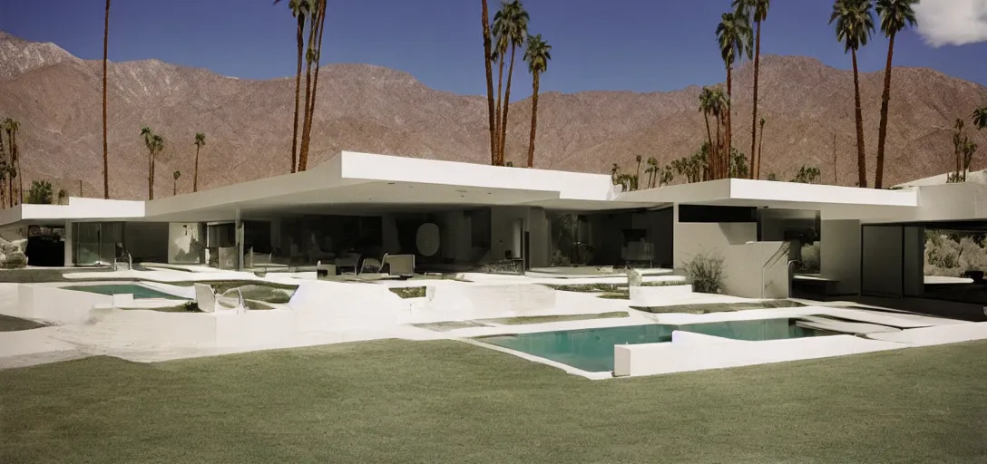 Image similar to house designed by ictinus and callicrates in palm springs, 1 9 7 2