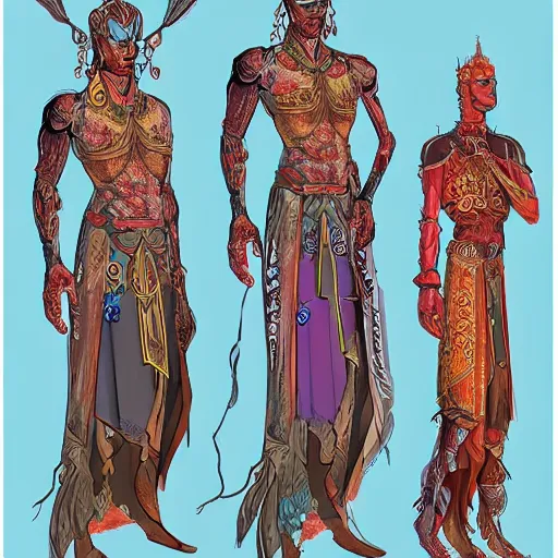 Image similar to concept art for a video game called mystic unity, illustrative visionary characters, elongated arms with cryer augmentations, barbarian buddhas in cinematic epic landscape