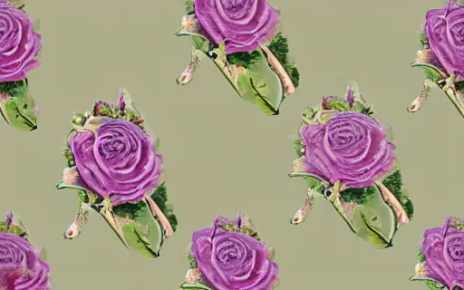 Prompt: pistachio green rose wallpaper. victorian era. lavender background
