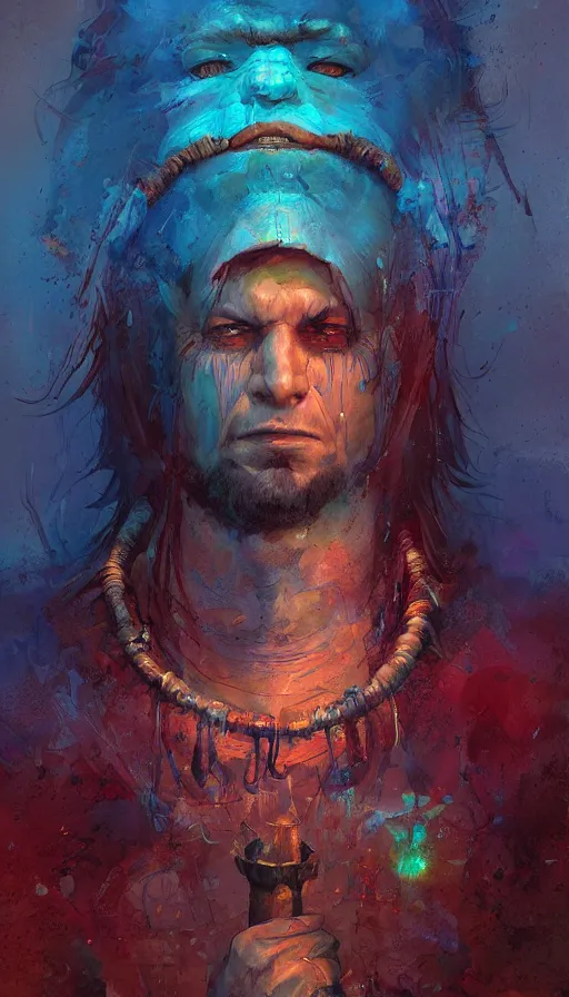 Prompt: portrait of a digital shaman, by marc simonetti