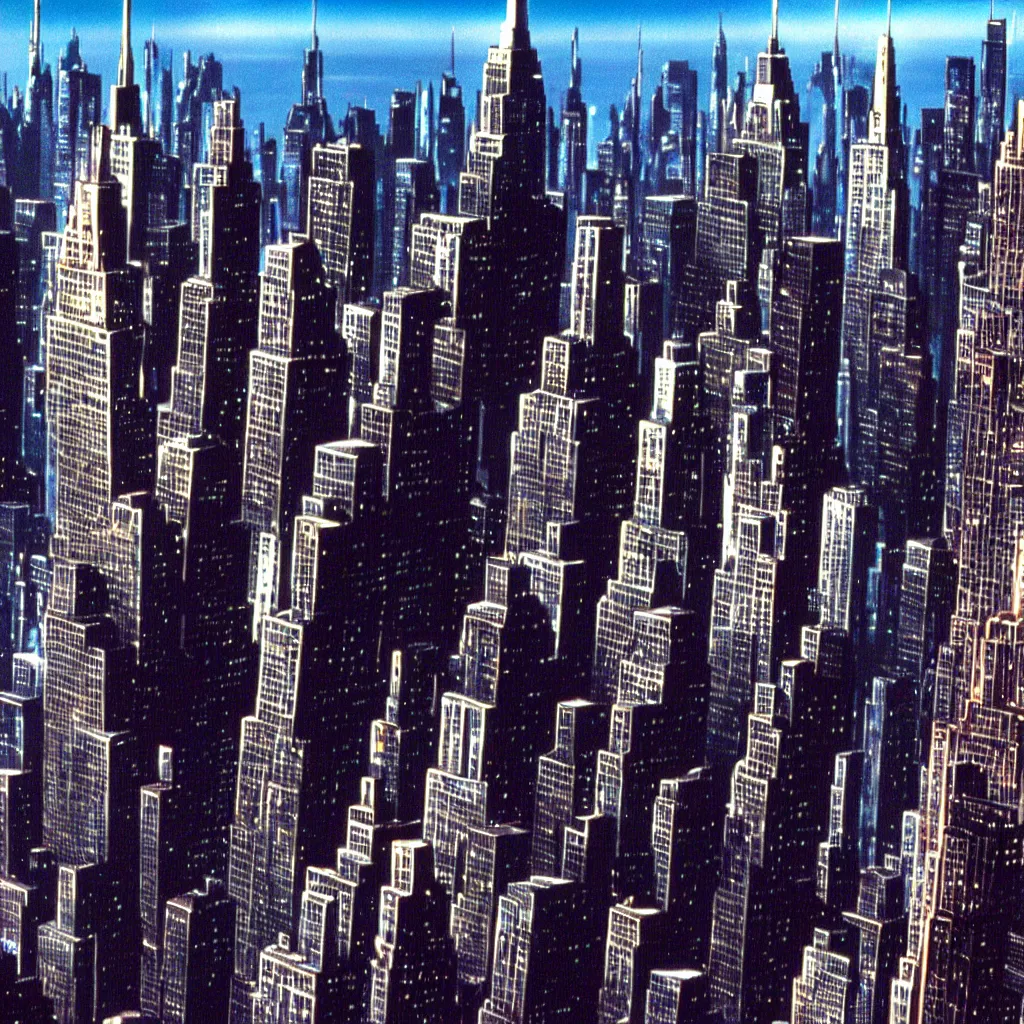 Prompt: new york futuristic city view from movie the fifth element 1 9 9 7, skyscrapers and flying cars, panoramic, perspective, horizon