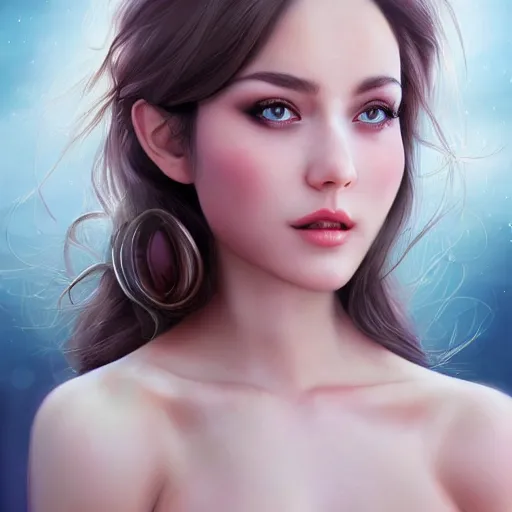 Image similar to a giddy gorgeous female, photo, professionally retouched, soft lighting, wearing sundress, illuminated by moonlight, realistic, smooth face, goddess, luscious lips, perfect eyes, wide angle, sharp focus on eyes, 8 k high definition, insanely detailed, intricate, elegant, art by artgerm and wlop