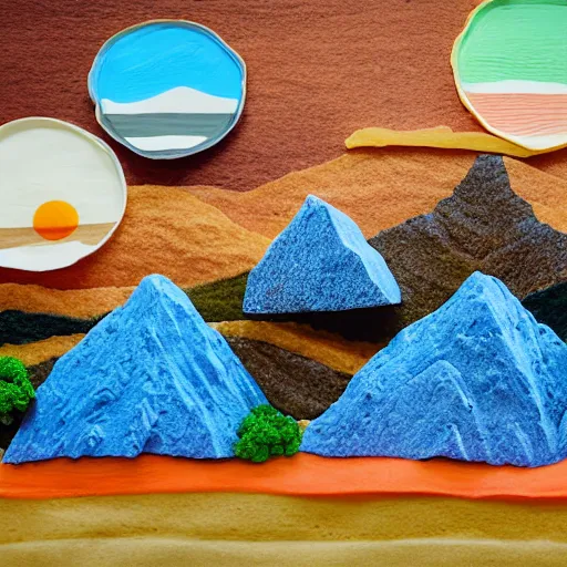 Prompt: landscape made out of breakfast foods. oatmeal mountains, orange juice river, bacon trees. photorealistic, tilt shift effect, 3 5 mm