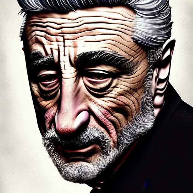 Image similar to epic professional digital art of Robert DeNiro, best on artstation, cgsociety, wlop, Behance, pixiv, astonishing, impressive, outstanding, epic, cinematic, stunning, gorgeous, much detail, much wow, masterpiece.