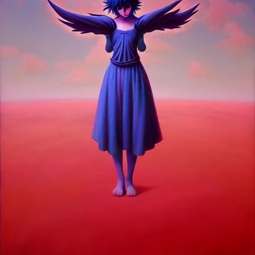 Image similar to cirno from touhou project in the style of zdzisław beksinski, painting, detailed, fine art, touhou project, cirno, ice fairy