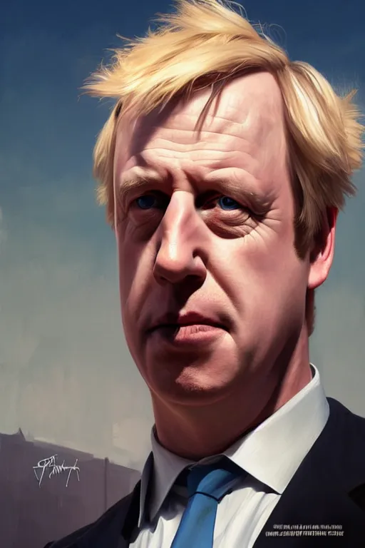 Prompt: Boris Johnson as Saul Goodman, Better Call Saul, realistic portrait, symmetrical, highly detailed, digital painting, artstation, concept art, smooth, sharp focus, illustration, cinematic lighting, art by artgerm and greg rutkowski and alphonse mucha