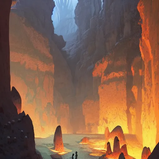 Image similar to view of the entrance to a dungeon of the gods at the base of an ancient mountain, realistic lighting, dark, foreboding, highly detailed, chaotic small details, behance hd, by rhads, makoto shinkai and lois van baarle, ilya kuvshinov, rossdraws, global illumination