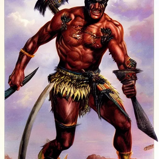 Image similar to amazon warrior, earl norem style,