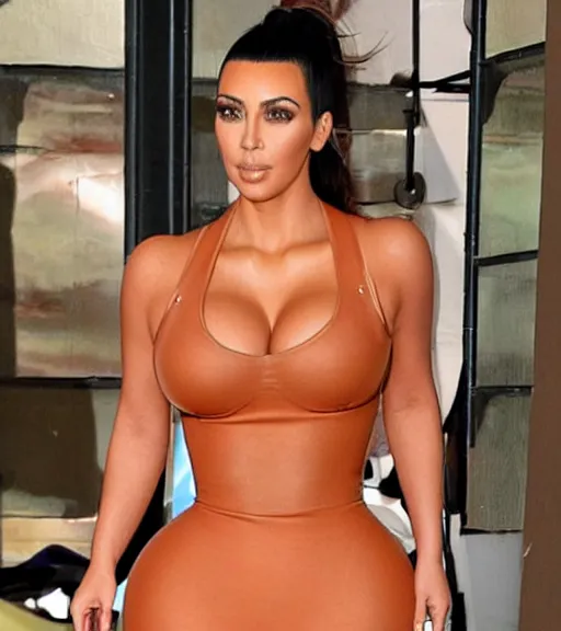 Image similar to candid photo of kim kardashian wearing a hooters outfit