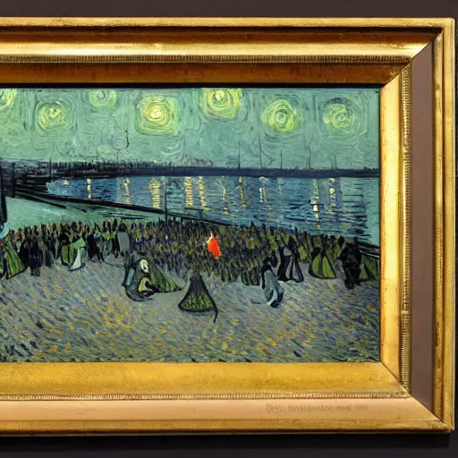 Image similar to people fighting at real estate auction, painting by van gogh