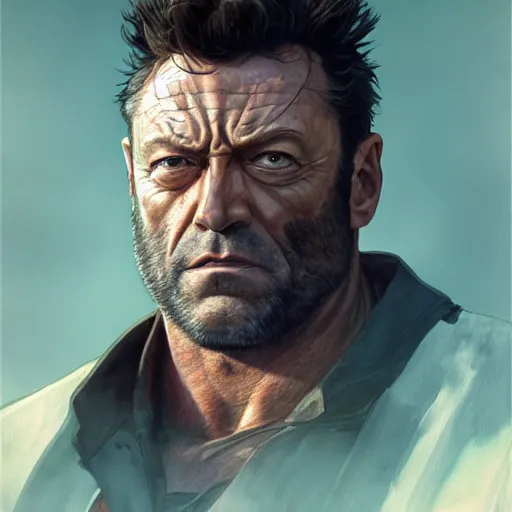 Image similar to portrait of Dean Norris as Wolverine, accurate, intricate, headshot, highly detailed, digital painting, artstation, concept art, sharp focus, illustration, art by artgerm and greg rutkowski and alphonse mucha