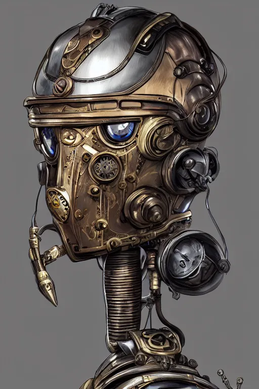 Image similar to steampunk helmet fantasy art mask robot ninja stylized digital illustration sharp focus, elegant intricate digital painting artstation concept art global illumination ray tracing advanced technology chaykin howard and campionpascale and cooke darwyn and davis jack