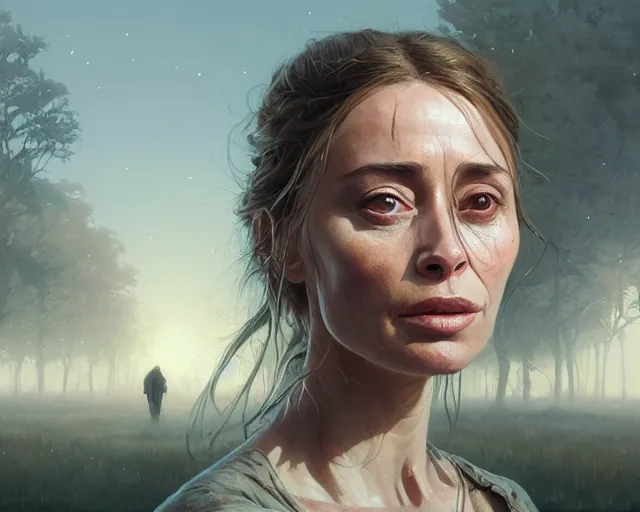 Prompt: highly detailed portrait of emmanuelle beart, in the walking dead, stephen bliss, unreal engine, fantasy art by greg rutkowski, loish, rhads, ferdinand knab, makoto shinkai and lois van baarle, ilya kuvshinov, rossdraws, tom bagshaw, global illumination, radiant light, detailed and intricate environment