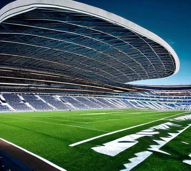 Prompt: a football stadium designed by santiago calatrava, architecture photography, award - winning photo