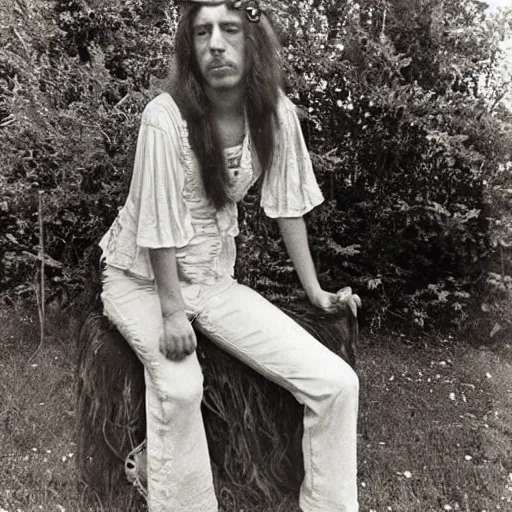 Image similar to 1970s hippie at Woodstock, daguerreotype photo, HD